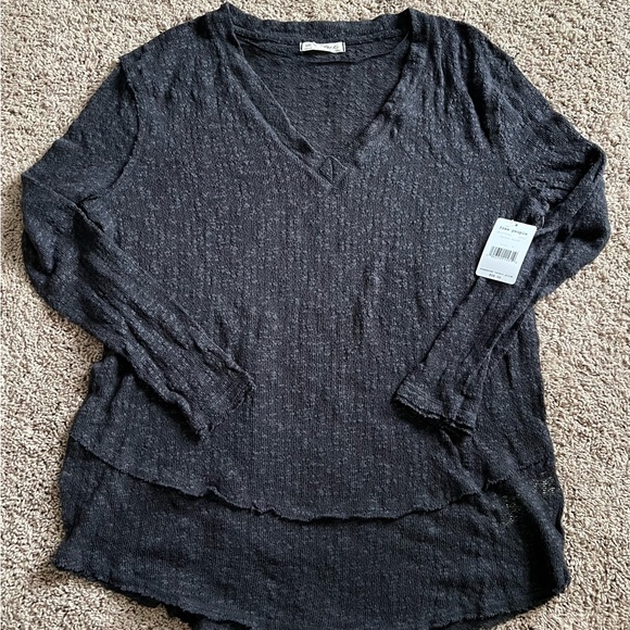 Free People Washed Black V-Neck Oversized Shirt New with tags - Picture 1 of 3